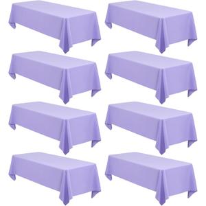 8 Pack Rectangle Tablecloth 60 x 126 inch Lavender Polyester Tableclothes for 8 Feet Tables,Washable Fabric Stain and Wrinkle Resistant Table Cover Table Clothes for Wedding Banquet Kitchen