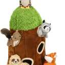 Hide and Seek Dog Puzzle Puppy Toys, Interactive Squeaky Plush, Stuffed Toys for Dogs (Sheep, Panda, Forest Animals) (Tree Hole Mix Large)