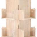 PATIKIL Rotating Wooden Display Rack, 3 Tier Rotating Display Organizer for Greeting Card Coffee Bag Retail Tabletop Display Stand, Wood Color