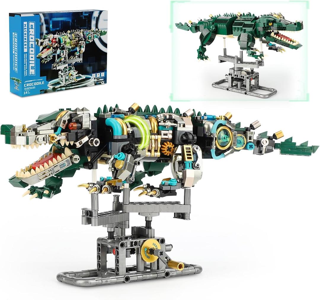 Ideas Mechanical Crocodile Building Set - Alligator Animal Toy with Display Stand and Light, Compatible with Lego Dinosaur, STEM Gift for Adults & Teens Boys Ages 14+ (996 PCS)