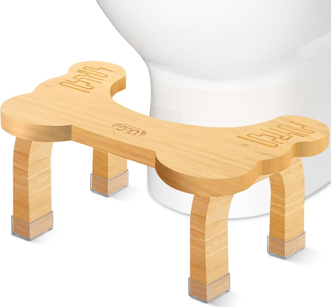 Bamboo Toilet Stool  8 Ergonomic Squatting Stool for Adults & Kids, Non-Slip Bathroom Step for Better Digestion & Posture, Sturdy Potty Training Footrest, Easy Storage, Supports 350 lbs