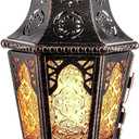 NEEDOMO Hanging Moroccan Lantern, 13.5'' Vintage Metal Candle Holder with 14.8" Chain, Ramadan Lanterns Decorative Indoor Outdoor for Home, Table, Patio, Porch, Christmas,Halloween, Spring (Amber)