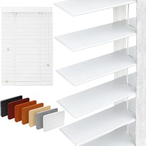 2" Slats Wood Blinds for Indoor Windows: Solid Wooden Blackout Blinds & Shades,Black Out Privacy Horizontal Blinds for Home Bedroom Bathroom Living Room Windows and Doors 22.5" WX64 H White