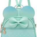 KL928 Girls Mini Backpack Bowknot Polka Dot Cute Small Daypacks Convertible Shoulder Bag Purse for Women (Green#light Blue)