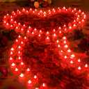 Coume 6000 Pcs Artificial Rose Petals with 120 Pcs Heart LED Tea Lights Candles Kit Rose Petals Candles Set for Romantic Night Anniversary Proposal Wedding Date Hotel(Red Light)