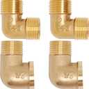 4pcs Brass Pipe Fitting 90 Degree Elbow 1/2" NPT (Male to Male) and (Male to Female) Pipe Fittings Kits