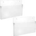 2 Pcs Clear Acrylic File Holder Wall Mount Legal Size Hanging Paper Organizer, Mail Holder Wall Pocket File Holders Storage for Letter Folder Brochure Magazine Bookshelf Literature Display