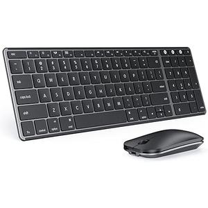 Bluetooth Keyboard and Mouse Combo for Mac, SKM64-2 Rechargeable Slim Wireless Keyboard Mouse Compact, 3 Multi-Device Connection, Compatible for Mac, MacBook Pro/Air, iPad, Black Gray