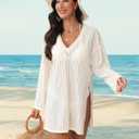 Swimsuit Coverup for Women Crochet Bathing Suit Cover Ups for Swimwear Beach Vacation Clothes 2025 Summer Dresses (White, M)