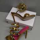 LISHAN Women's Diamante Rhinestones Studded Stilettos Ankle Wrap High Heels (9.5, Gold)