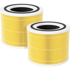 Core 300 Replacement Filter for LEVOIT Core 300 & 300S Air Purifier, 3-Stage H13 True HEPA Filter for Common Airborne Substance Removal, Replace Core 300-RF, Yellow, 2-Pack