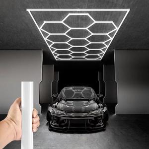 Updated Bigger Size Hexagon LED Garage Light with Rectangle Frame, 960W 119,600LM Ultra-Bright, 15 Hex Grid Design - Ideal for Garage, Warehouse, Workshop, Gym, Basement Lighting