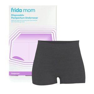Frida Mom 8pc Postpartum Underwear, Disposable Boyshort Panties, Seamless, Stretch Support, New Mom Essentials, Size Regular (28in-42in, Black)