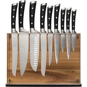 Stylish Large Magnetic Knife Holder - Holds 16+ Knives | Acacia Wooden Knife Block Without Knives | Wide Kitchen Magnetic Knife Holder | Double Sided Kitchen Knife Storage Organizer Block