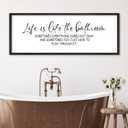 Life Is Like The Bathroom Sign Funny Motivational Quote Wall Decor 32"12" Large Wood Framed for Bathroom Restroom Wall Hanging Art (Black)