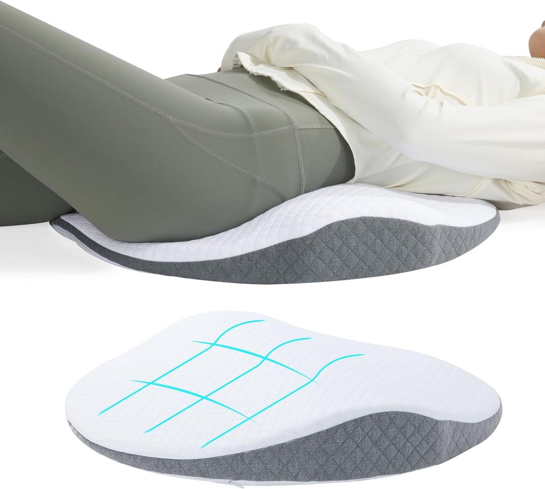 ROYALAY Lumbar Support Pillow for Bed, Memory Foam Waist Pillow for Sleeping, Ergonomic Wedge Pillow for Back Support, Elevated Body Pillow with Removable Cover for Side, Back and Stomach Sleepers, 22inx22inx3in
