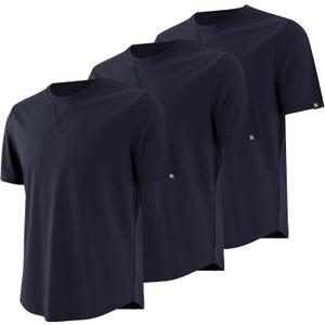 MagnaMan Men's 3-Pack Short Sleeve Crew Neck T-Shirts Solid Color Casual Tee Shirts - Ideal for Gym, Work & Daily Life (Black, S)