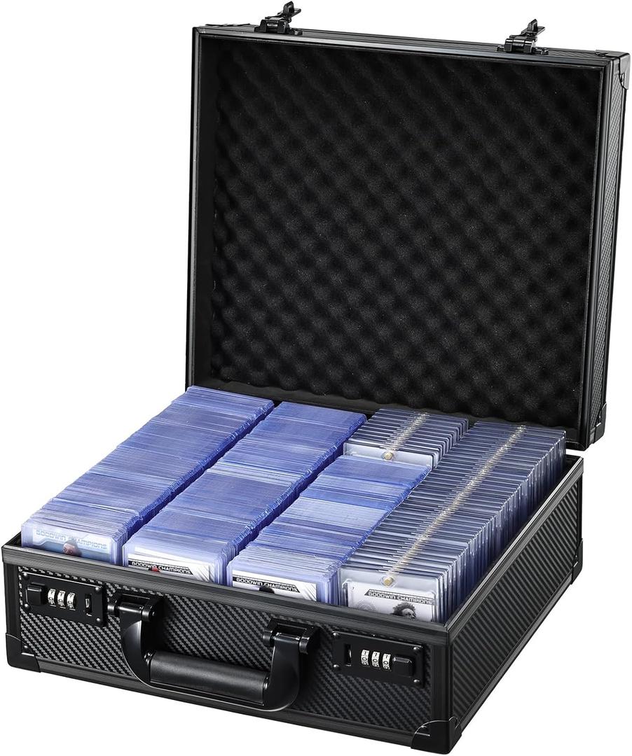 Card Storage Box for 3" x 4" 35pt Toploaders, Sports Cards Case with Lock, Trading Card Storage Box Holds 600+ Top Loaders or 150 Magnetic Holders, Card Collection Box for Collectors
