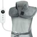 Heating Pad for Back Pain Relief Weighted Heating Pad for Neck and Shoulder Cramps 6 Heat Settings 6 Timers Auto Off Birthday Gifts for Women Men Mom Dad ETL Certified Gray