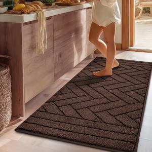 Kitchen Runner Rugs,20"x48" Non Slip Kitchen Mats for Floor-Thick Stain Resistant Kitchen Floor Mat Runner Carpet for Hallways Entryway Laundry Room Washable(Camel)