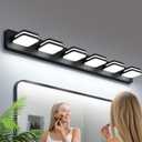 3000LM LED Modern Bathroom Vanity Light Fixtures, 360 Rotate Acrylic Matte Black Vanity Lights for Bathroom, Modern Wall Lighting Fixtures Over Mirror Kitchen Living Room (Natural White Light 5000K) (Matte Black (No Assembly Required))