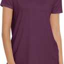 Smile Fish Women Crewneck Loose Fit Tunic Tops Short Sleeve Dressy Casual Summer Long Tee Shirts (Purple, L)