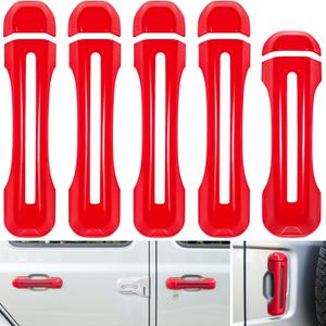 E-cowlboy Door Handle Inserts Cover Trim+Tailgate Handle Cover for 2018-2024 Jeep Wrangler JL JLU Sports Sahara Freedom Rubicon Unlimited Gladiator JT 2-Door & 4-Door Exterior Accessories (Red 5PCS)