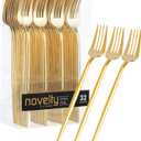 Novelty Modern Flatware, Cutlery, Disposable Plastic Dinner forks Luxury Gold 32 Count