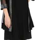 R&M Richards Women's 2-Piece Sheer Jacket Dress Set - Beaded Trim & 3/4 Sleeves - Cocktail, Party & Formal Occasions (Black, M)