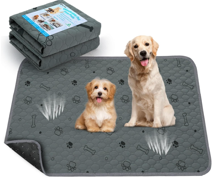 Washable Pee Pads for Dogs, Fast Absorbent Reusable Dog Pee Pads, Non Slip Puppy Pads Pet Training Pads for Whelping, Potty, Housebreaking, Playpen, Crate (2 Pack, 24 x 36)
