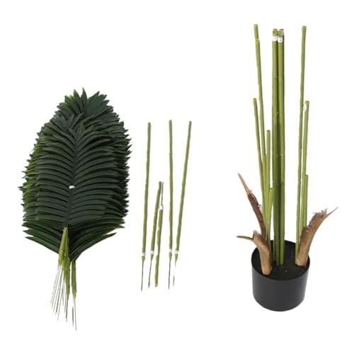 YUYTE Artificial Palm Tree Lifelike Faux Potted Tropical Plant with Cement Weighted Plastic Pot for Living Room Office Bedroom (1.8m)