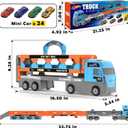 2-in-1 Foldable Race Track Truck Car Playset for 2-8 Years Old Boys Girls, Kids Truck Toys with Foldable 3 Layer Play Track & 24 Race Cars, Easter Birthday Gifts for Toddlers, 2 x 4 x 2.5 inches