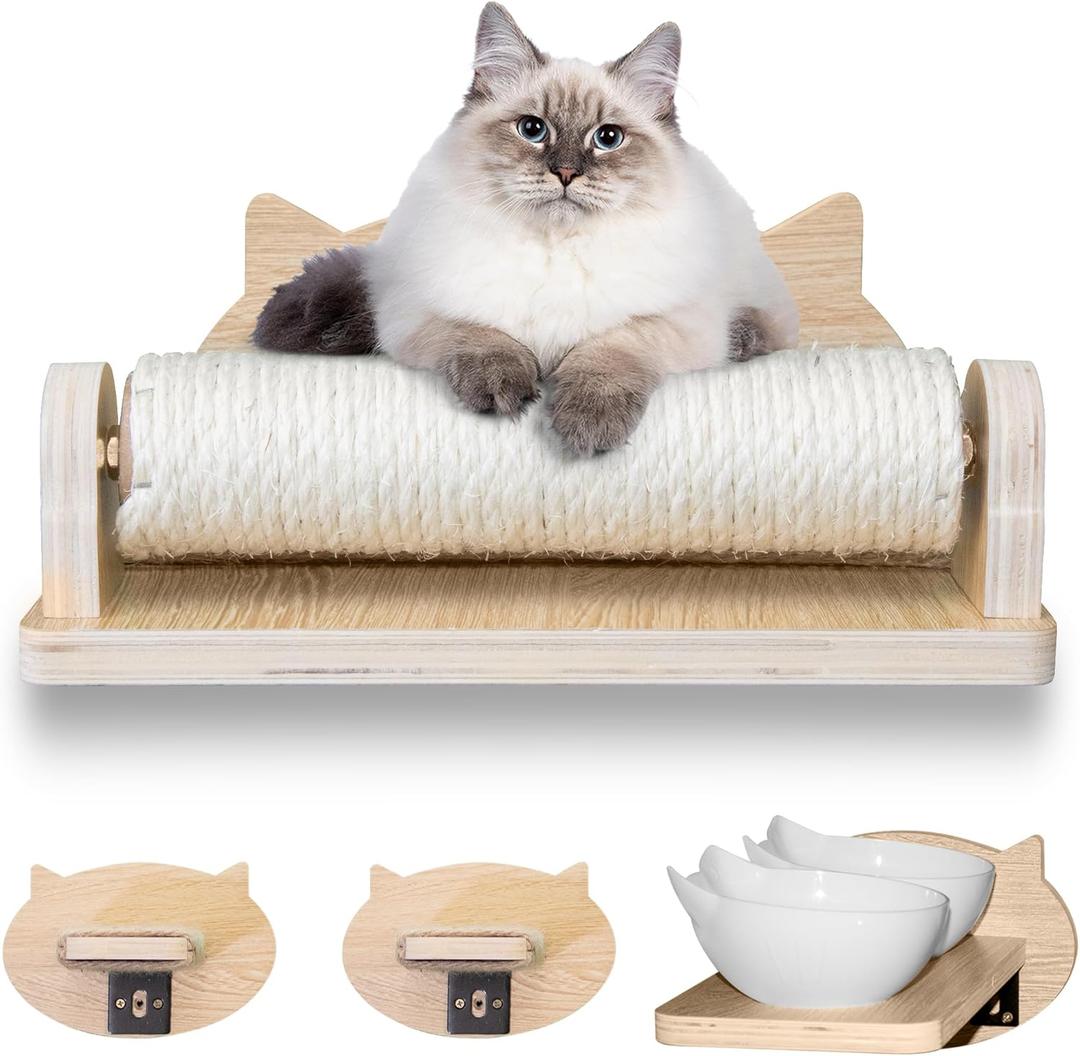 Big Cat Wall Shelves with 3 Steps, Wall Furniture for Large Cats, Feeding Shelf, Mounted Cat Bed, Easy Installation Modern and Durable Shelves for Cats