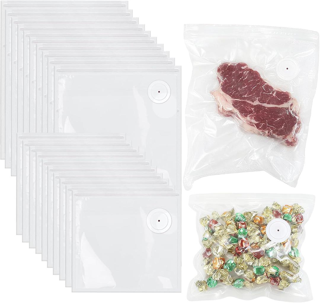 40PCS Reusable vacuum seal bags for food - 20PCS Large (13.410.2") And 20PCS Small (8.38.7") Compact Vacuum Sealer Bags, Leak-Proof Odor-Resistant for Refrigerator Outdoor Travel Food Storage