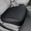 BEITK 1 Pack Leather Front Car Seat Cover Bottom Car Seat, Anti-Slip and Full Wrap Driver Car Seat Protectors, Luxury Waterproof Bottom Auto Seat Cushion Pad Mat for Most Vehicles(Black)
