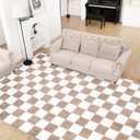 Super Soft Rug for Bedroom, 5x8 Ft Beige and White Area Rug Classic Checkered Shaggy Anti-Skid High Pile Soft Fluffy Rug Fuzzy Carpet for Living Room Bedroom Kids Room Nursery, Dorm Home Decor