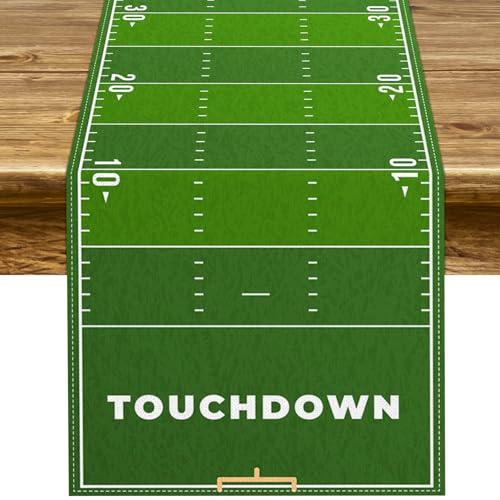 Pudodo Football Field Table Runner Touchdown Game Day Tablecloth Football Theme Birthday Party Kitchen Dining Home Decoration (13" x 72")