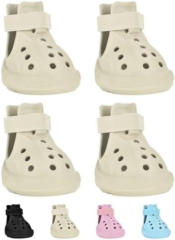 Dog Shoes, Dog Sandals for Hot Pavement, Water-Resistant Breathable Boots, Non-Slip Paw Protectors, Adjustable Straps Dog Rain Booties for Summer Beach and Rainy Day(Beige) #5