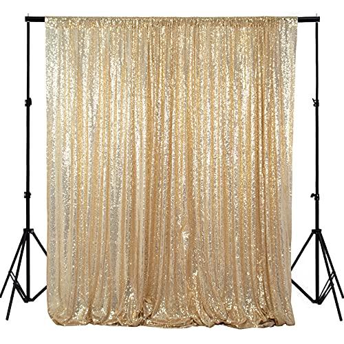 ShinyBeauty PHOTOBOOTH Backdrop - 4FTx7FT - Light Gold Sequin Fabric, Wedding & Rust Backdrop, Photography Curtains