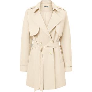 luvamia Trench Coat Women Mid Length Classic Double Breasted Lapel Business Casual Fall Jacket Coats Outerwear with Belt
