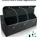 Fyzeoty Car Trunk Organizer for SUV and Sedan, Black, 29.5 inches | FanFavorite Pick, Extra Large, Leather Storage Box, Magnetic Lid, Collapsible & Adjustable, WaterResist & DustProof