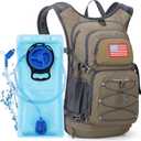 Maelstrom Hydration Hiking Backpack with 2L/3L Water Bladder, High Flow Bite Valve Camping Daypack Lightweight (4.Khaki)