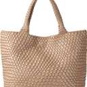Woven Shoulder Bag for Women, Fashion Top Handle Soft Vegan Leather Shopper