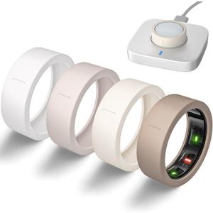 Ultra-Thin Covers Compatible with Oura Ring Gen 4/Oura Gen 3 Cover, Anti-Scratch Elastic Silicone Protector Case Smart Rings Accessories for ULTRAHUMAN Ring AIR/RingConn Gen 2/Air Women Men, 4 Pack (S (6/7/8/9/10), Milk Brown + Khaki + Starlight + White)