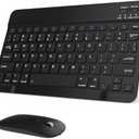 Rechargeable Bluetooth Keyboard and Mouse Combo, Universal Ultra-Slim Wireless Keyboard Mouse Set for Android Windows iPad iPhone Samsung Tablet Portable Compact Keyboard Set (Black)