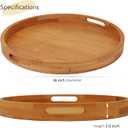 18 Inches Extra Large Round Teak Wood Ottoman Tray with Handles, Serve Tea, Coffee Classic Wooden Decorative Serving Tray
