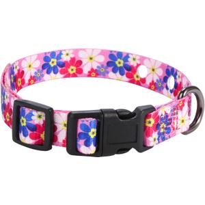 Rhea Rose 1 Inch Replacement Collar Strap Shock Collar with 2 Holes, Compatible with Nearly All Brands and Models of Underground Electric Dog Fences and Training Collars, Pink Daisy