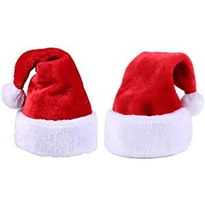Kinteshun Children Christmas Santa Hat, Kids' Luxury Short Plush Christmas Santa Claus Xmas Cap Hat(2pcs)