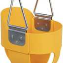 Yellow High Back Full Bucket Playset Toddler Swing with Plastisol-Coated Chains