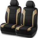 Rubbermaid Leather Car Seat Cover Universal Front Seat Cover, Airbag Compatible, Easy to Install, Water-Resistant and Durable Automotive Seat Cover for Cars, Trucks, SUVs, Vans Beige